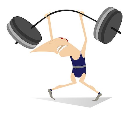 funny picture of weightlifter - Cartoon man is trying to lift a heavy weight Stock Photo - Budget Royalty-Free & Subscription, Code: 400-08346807