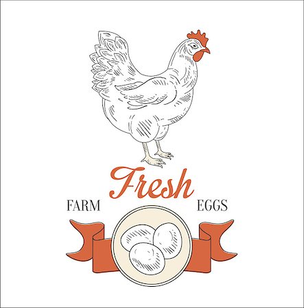 Farm Fresh Eggs. Awesome Vector Illustration in the style of hand-drawn Stock Photo - Budget Royalty-Free & Subscription, Code: 400-08346852