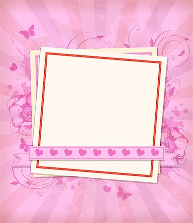 simsearch:400-08132574,k - Vintage pink vector background with flowers and paper sheets Stockbilder - Microstock & Abonnement, Bildnummer: 400-08347145