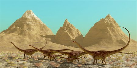 simsearch:400-08332007,k - A herd of Diplodocus dinosaurs cross a desert on their annual migration to a warmer region. Foto de stock - Super Valor sin royalties y Suscripción, Código: 400-08347318