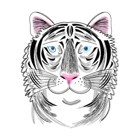 simsearch:400-07933418,k - graphic portrait of a tiger on a white background Photographie de stock - Aubaine LD & Abonnement, Code: 400-08347346