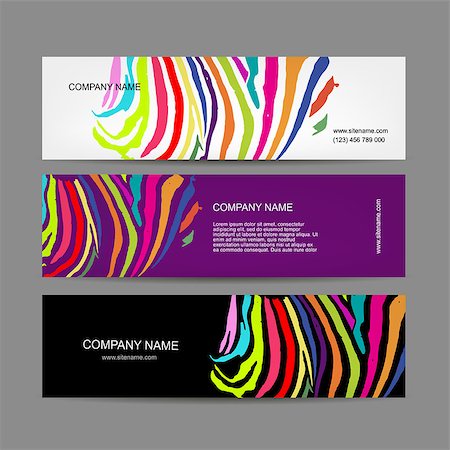 printing paper - Set of banners, colorful zebra print design, vector illustration Stock Photo - Budget Royalty-Free & Subscription, Code: 400-08347361
