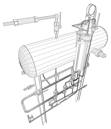 pipe refinery - Picture of heat exchanger on white background Stock Photo - Budget Royalty-Free & Subscription, Code: 400-08347378