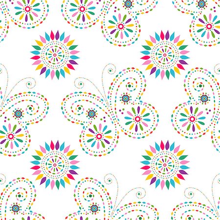 simsearch:400-05890035,k - Seamless floral pattern with colorful butterflies and flowers(vector) Foto de stock - Super Valor sin royalties y Suscripción, Código: 400-08347404