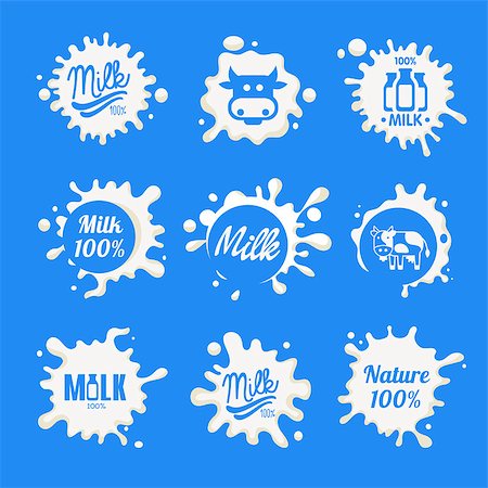 Milk Logo and Labels Designs with Lettering Vector Set Stock Photo - Budget Royalty-Free & Subscription, Code: 400-08347553