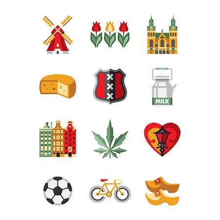 Netherlands Symbols and Landmarks Vector Illustration Collection Stock Photo - Budget Royalty-Free & Subscription, Code: 400-08347565