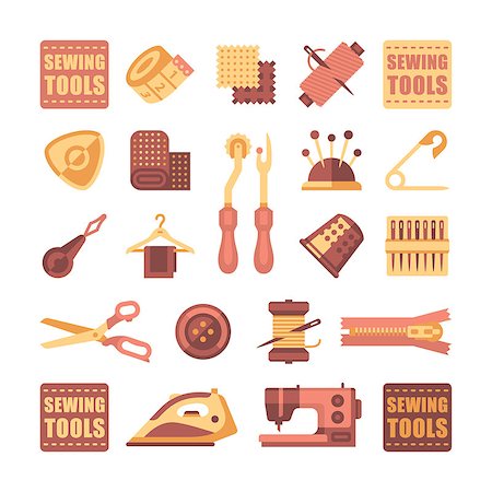 simsearch:400-06851035,k - Sewing Icon Set Vector Illustration flat style Stock Photo - Budget Royalty-Free & Subscription, Code: 400-08347626
