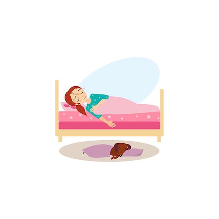 Sleeping. Daily Routine Activities of Women. Colourful Vector Illustration Stock Photo - Budget Royalty-Free & Subscription, Code: 400-08347650