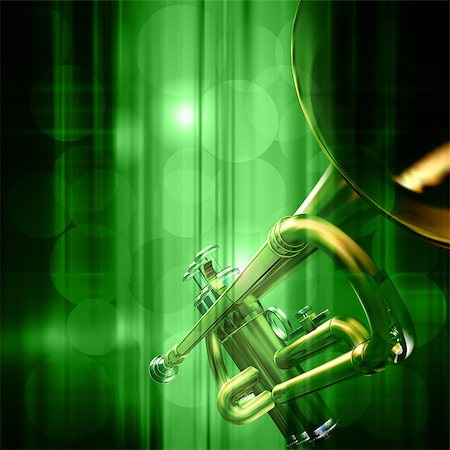 simsearch:400-04617342,k - abstract green music background with trumpet Stock Photo - Budget Royalty-Free & Subscription, Code: 400-08347682