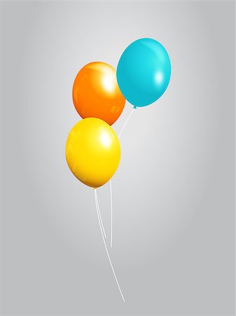 Three Balloons Floating Over Plain Gray Background Photographie de stock - Aubaine LD & Abonnement, Code: 400-08347758