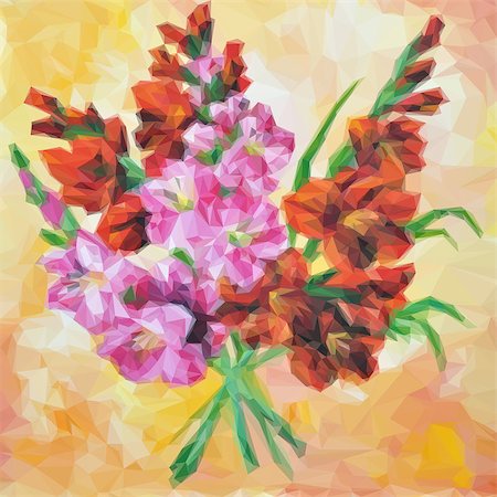 simsearch:400-07893049,k - Gladiolus Flowers, Stylized Picture Oil Painting. Vector Photographie de stock - Aubaine LD & Abonnement, Code: 400-08347787