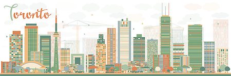 Abstract Toronto skyline with color buildings. Vector illustration. Business travel and tourism concept with modern buildings. Image for presentation, banner, placard and web site. Stock Photo - Budget Royalty-Free & Subscription, Code: 400-08348302