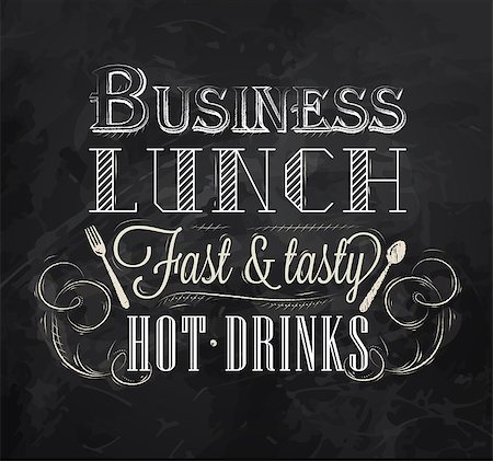 fork and spoon frame - Business lunch lettering business lunch fast and tasty hot drinks stylized drawing with chalk on blackboard Photographie de stock - Aubaine LD & Abonnement, Code: 400-08348355