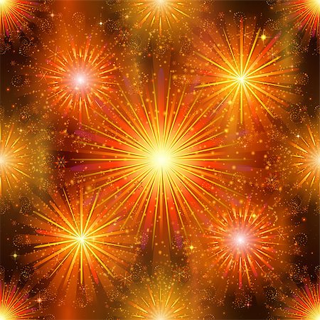 simsearch:400-08553045,k - Firework background seamless, gold and orange on night sky. Pattern for holiday design. Vector eps10, contains transparencies Foto de stock - Super Valor sin royalties y Suscripción, Código: 400-08348388