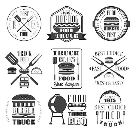 retro bbq - Burger and Fast Food Icon Vector Collection. Stock Photo - Budget Royalty-Free & Subscription, Code: 400-08348413