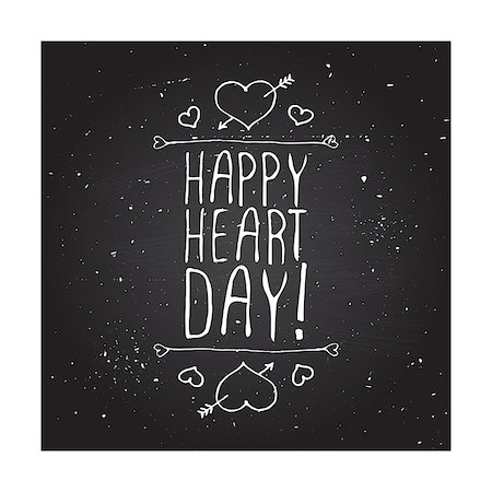 simsearch:400-08346347,k - Saint Valentines day greeting card.  Happy Heart day. Typographic banner with text and hearts on chalkboard background. Vector handdrawn badge. Foto de stock - Super Valor sin royalties y Suscripción, Código: 400-08348430
