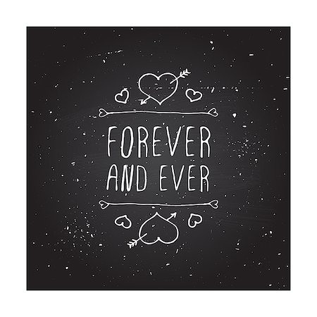 simsearch:400-08346347,k - Saint Valentine's day greeting card.  Forever and ever. Typographic banner with text and hearts on chalkboard background. Vector handdrawn badge. Foto de stock - Super Valor sin royalties y Suscripción, Código: 400-08348440