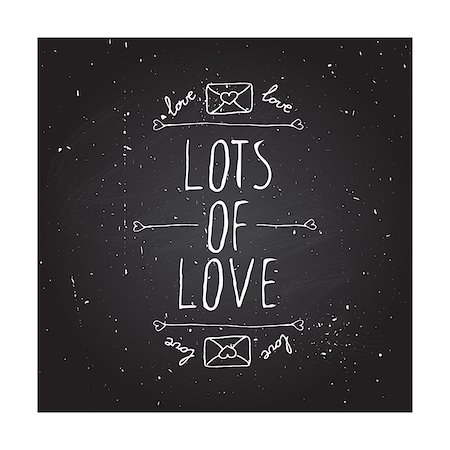 simsearch:400-08346347,k - Saint Valentine's day greeting card.  Lots of love. Typographic banner with text and love letters on chalkboard background. Vector handdrawn badge. Foto de stock - Super Valor sin royalties y Suscripción, Código: 400-08348443
