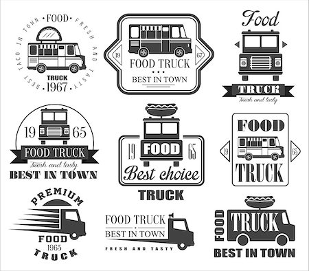 eating at food truck - Food Truck Emblems, Icons and Badges. Vector Illustration Set Stock Photo - Budget Royalty-Free & Subscription, Code: 400-08348518