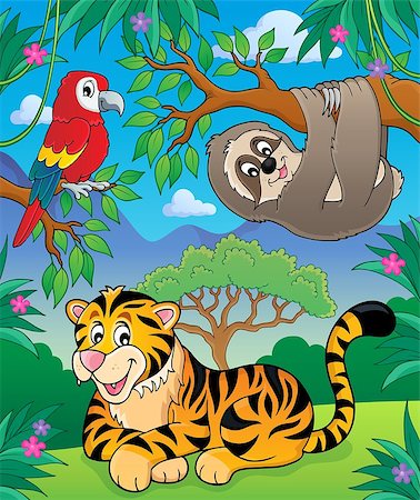 simsearch:400-08710477,k - Animals in jungle topic image 2 - eps10 vector illustration. Stock Photo - Budget Royalty-Free & Subscription, Code: 400-08348530