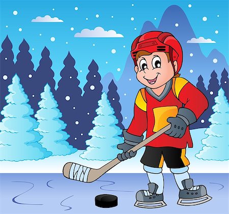simsearch:400-04383554,k - Ice hockey player on frozen lake - eps10 vector illustration. Photographie de stock - Aubaine LD & Abonnement, Code: 400-08348558