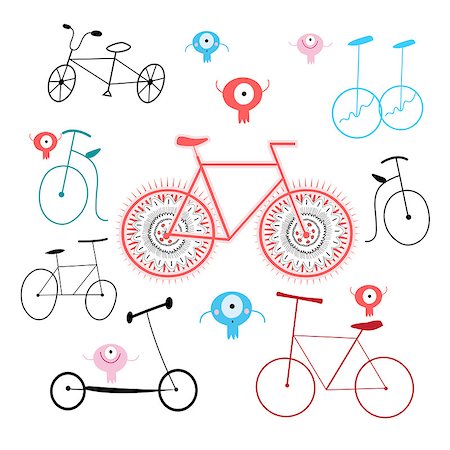 simsearch:400-07728236,k - Beautiful vector a illustration of different bikes Stock Photo - Budget Royalty-Free & Subscription, Code: 400-08348614
