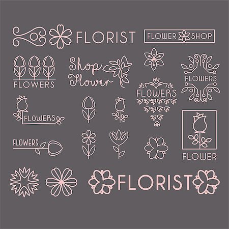 simsearch:400-08411281,k - Flower Shop Icon and Lettering Vector Set Stock Photo - Budget Royalty-Free & Subscription, Code: 400-08348647