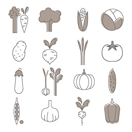 simsearch:622-06964418,k - Simple Vegetable Set. Handdrawn Vector Illustration set Photographie de stock - Aubaine LD & Abonnement, Code: 400-08348655