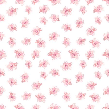 Hibiscus Flowers Pattern, Hand-Drawn Vector Illustration Pattern Stock Photo - Budget Royalty-Free & Subscription, Code: 400-08348653
