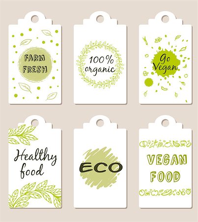 plant tag - Set of green vector vegetarian food badges Stock Photo - Budget Royalty-Free & Subscription, Code: 400-08348716