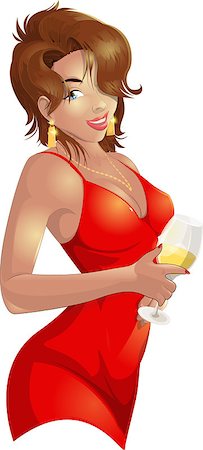 decollete - beautiful girl on a white background with a glass of wine Stock Photo - Budget Royalty-Free & Subscription, Code: 400-08348807