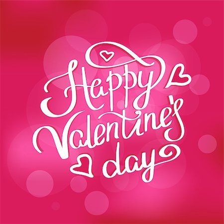 simsearch:400-08818102,k - Happy valentine's day handwritten decorative text. Hand crafted design in romantic style onpink unfocused background. Design element for greeting card and poster Stock Photo - Budget Royalty-Free & Subscription, Code: 400-08348819