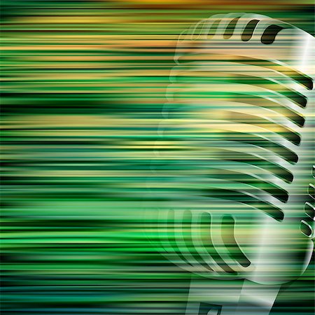 simsearch:400-08507108,k - abstract green blur background with retro microphone Photographie de stock - Aubaine LD & Abonnement, Code: 400-08348857