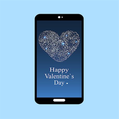 romance and stars in the sky - Happy Valentines day smartphone screen app. Technology and communication Internet. Phone confession of love Stock Photo - Budget Royalty-Free & Subscription, Code: 400-08348872