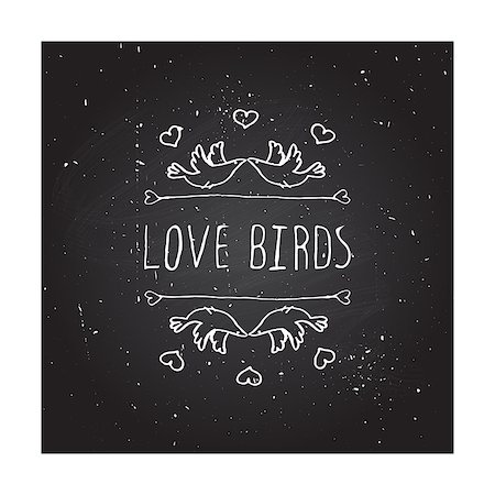 simsearch:400-08346347,k - Saint Valentines day greeting card.  Love birds. Typographic banner with text and doves on chalkboard background. Vector handdrawn badge. Foto de stock - Super Valor sin royalties y Suscripción, Código: 400-08348949