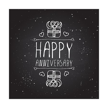 simsearch:400-08346347,k - Saint Valentines day greeting card.  Happy Anniversary. Typographic banner with text and gift boxes on chalkboard background. Vector handdrawn badge. Foto de stock - Super Valor sin royalties y Suscripción, Código: 400-08348956