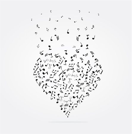 vector illustration of musical heart with notes Stock Photo - Budget Royalty-Free & Subscription, Code: 400-08349023