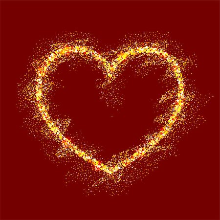 simsearch:400-08411550,k - Vector gold heart with shiny sparkles on red background Stock Photo - Budget Royalty-Free & Subscription, Code: 400-08349051