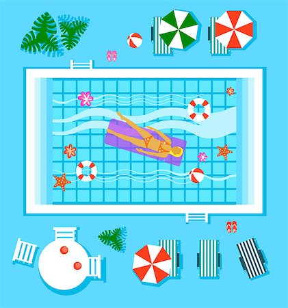 simsearch:400-08712017,k - Swimming Pool in Top View with Outdoor Element. Vector Illustration Set Foto de stock - Super Valor sin royalties y Suscripción, Código: 400-08349076