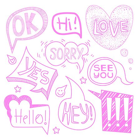 simsearch:400-08506267,k - Speech bubble collection. Set of  hand-drawn speech and thought bubbles with sample text. Vector illustration Collection. Stock Photo - Budget Royalty-Free & Subscription, Code: 400-08349177