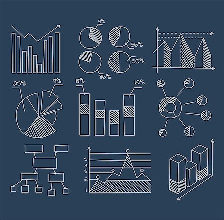 Graphs, Charts and Diagrams. Hand drawn Vector Business Icons Set. Stock Photo - Budget Royalty-Free & Subscription, Code: 400-08349172