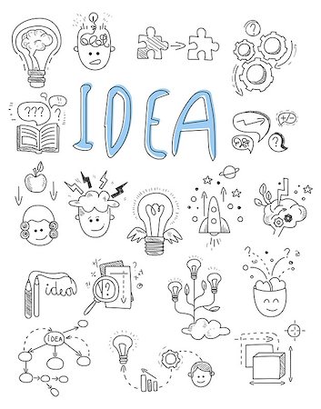 sketch arrows - Idea, brainstorming icons in Doodle style vector illustration set Stock Photo - Budget Royalty-Free & Subscription, Code: 400-08349206
