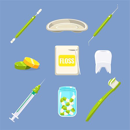 Dentist Icons and Teeth Care Set. Vector Illustration Set Stock Photo - Budget Royalty-Free & Subscription, Code: 400-08349227