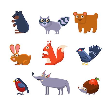 rabbit illustration - Wild Forest Animals. Vector Illustration Set Collection Stock Photo - Budget Royalty-Free & Subscription, Code: 400-08349248