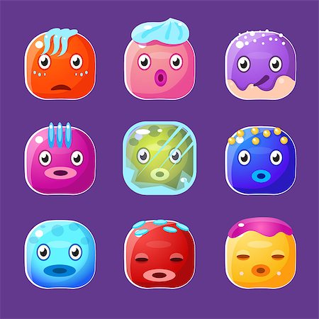 simsearch:400-07407480,k - Funny colorful square faces set, cute emotional  cartoon vector avatars Stockbilder - Microstock & Abonnement, Bildnummer: 400-08349266