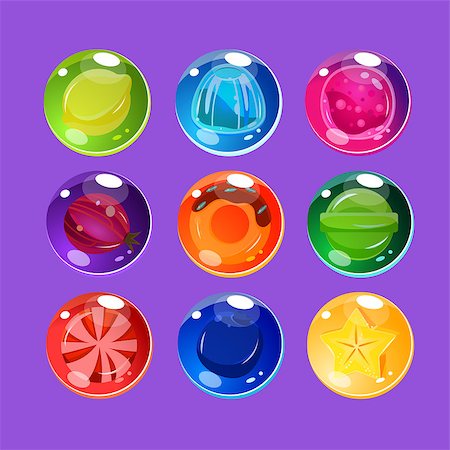 simsearch:400-08934240,k - Bright Colorful Glossy Candies with Sparkles. Vector Illustration Collection Stock Photo - Budget Royalty-Free & Subscription, Code: 400-08349270