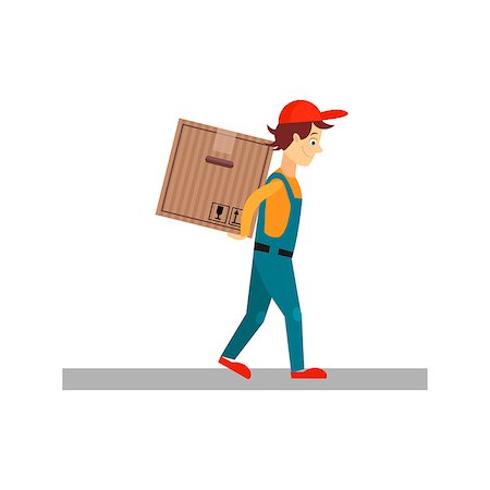 Delivery Man with a Box Behind Back, Flat Vector Illustration Stock Photo - Budget Royalty-Free & Subscription, Code: 400-08349283