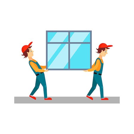 simsearch:400-07975467,k - Delivery Man Carrying Window, Flat Vector Illustration Stock Photo - Budget Royalty-Free & Subscription, Code: 400-08349295