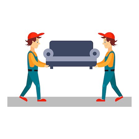 simsearch:400-07975467,k - Delivery Man with Sofa, Flat Vector Illustration Stock Photo - Budget Royalty-Free & Subscription, Code: 400-08349296