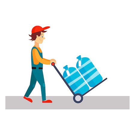 simsearch:400-07975467,k - Delivery Man with Water, Flat Vector Illustration Stock Photo - Budget Royalty-Free & Subscription, Code: 400-08349290